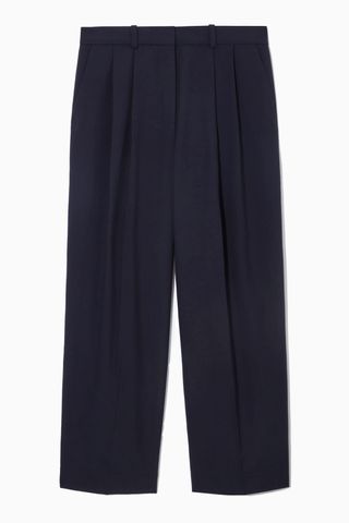 Cos + Wide-Leg Tailored Wool Trousers in Navy