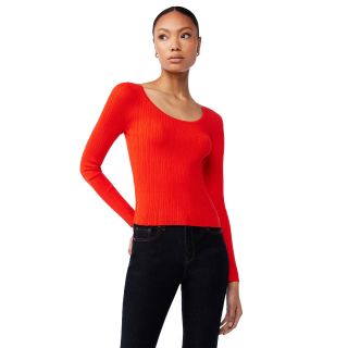 Scoop + Ribbed Knit Long Sleeve Top