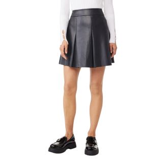 Scoop + Faux Leather Pleated Mini Skirt