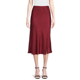 Time and Tru + Satin Midi Skirt with Side Slit