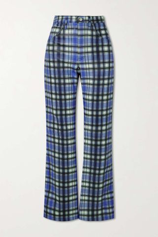 Dodo Bar Or + Soof Checked Leather Straight-Leg Pants