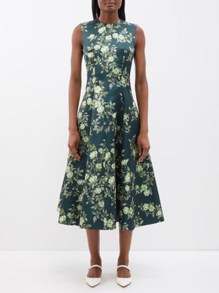 Emilia Wickstead + Mara Floral-Print Satin Dress