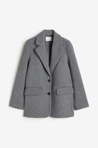 H&M + Single-Breasted Jacket in Dark Grey