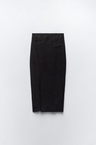 Zara + Linen Blend Crossover Skirt