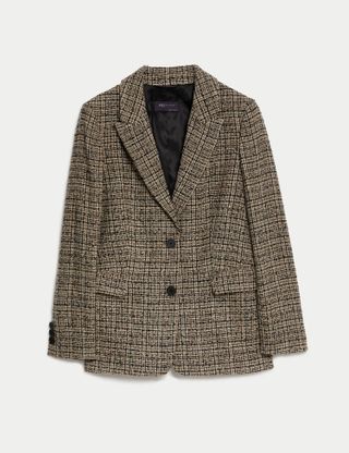M&S Collection + Tweed Relaxed Checked Blazer