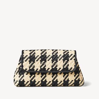 Aspinal of London + Evening Clutch in Black & Ivory Woven Leather