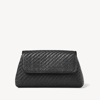 Aspinal of London + Evening Clutch in Black Woven Leather