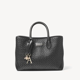Aspinal of London + Midi London Tote in Black Woven Leather