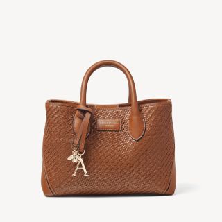 Aspinal of London + Midi London Tote in Tan Woven Leather