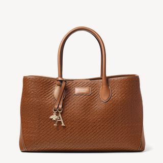 Aspinal of London + London Tote in Tan Woven Leather
