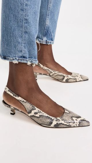 Aeyde + Valerie Snake Print Goat Leather Creamy Pumps