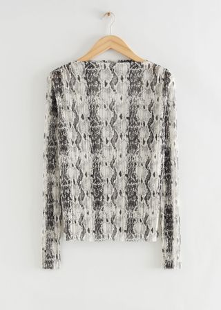 & Other Stories + Printed Plissé Pleated Top