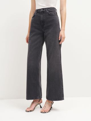 Reformation + Cary High Rise Slouchy Wide Leg Cropped Jeans in Summit