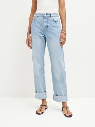 Reformation + Preston Baggy High Rise Cuffed Straight Jeans in Lovell