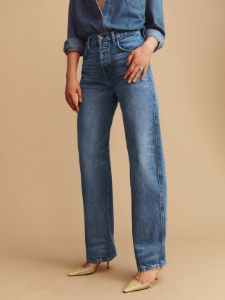 Reformation + Magnolia Mid Rise Bow Jeans in Taos