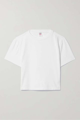 RE/DONE + + Hanes Micro Cropped Cotton-Jersey T-Shirt