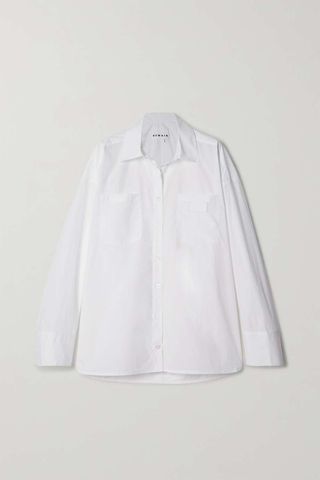 Remain Birger Christensen + Nalia Oversized Appliquéd Organic Cotton-Poplin Shirt
