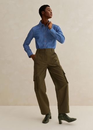 Me+Em + Smart Cotton Low-Rise Cargo Trouser