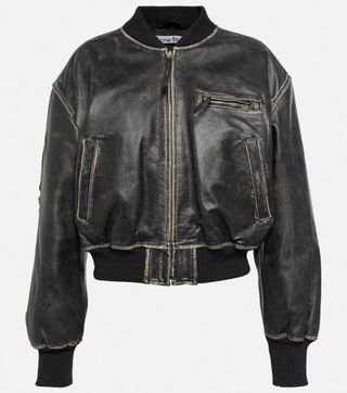 Acne Studios + Cropped Leather Bomber Jacket