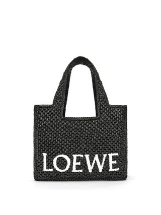 Loewe + Small Loewe Font Tote in Raffia