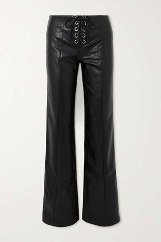 Rotate Birger Christensen + Aldatie Lace-Up Faux Leather Straight-Leg Pants