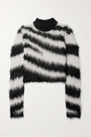 Monse + Cropped Zebra-Print Alpaca-Blend Sweater