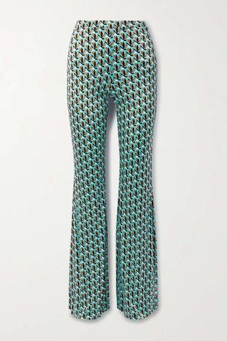 Diane Von Furstenberg + Brooklyn Printed Stretch-Jersey Flared Pants