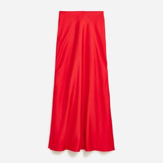 J.Crew + Gwyneth Long Slip Skirt in Festival Red