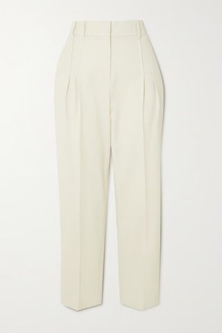 Brunello Cucinelli + Cropped Pleated Cotton-Blend Twill Tapered Pants