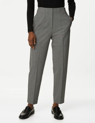 M&S Collection + Checked Tapered Ankle Grazer Trousers