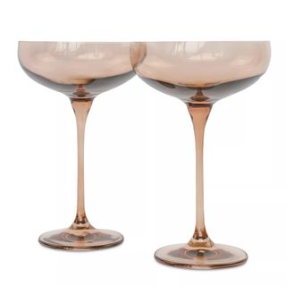 Estelle Colored Glass + Champagne Coupes, Set of 2