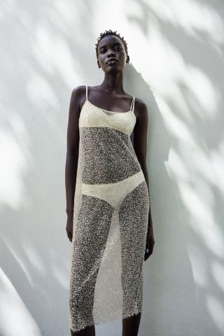 Zara + Beaded Sequin Dress