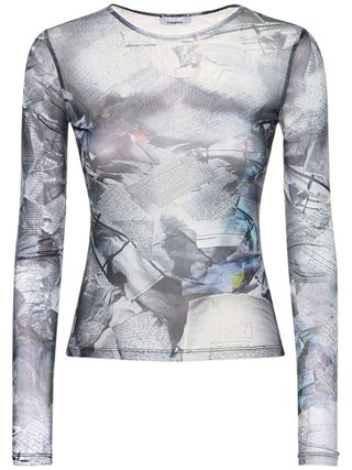 Miaou + Printed Stretch Tech Long Sleeve T-Shirt