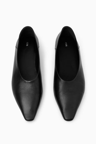 Cos + Pointed Toe Leather Ballet Flats