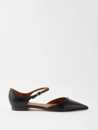 Malone Souliers + Ulla 10 Point-Toe Leather Mary Jane Flats