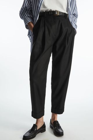 COS + High-Waisted Tapered Twill Trousers