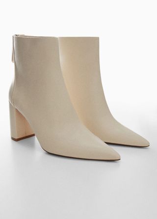 Mango + Pointed Toe Ankle Boot With Zip Closure
