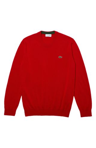 Lacoste + Solid Cotton Jersey Crewneck Sweater