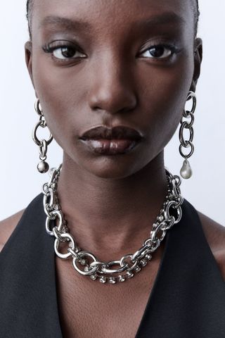 Zara + Rhinestone Chain Necklace