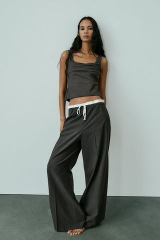 Zara + Trousers with Satin Waistband