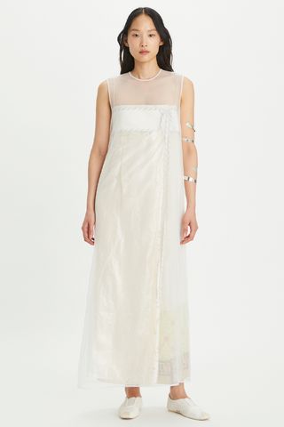 Tory Burch + Devore Dress with Sheer Overlay