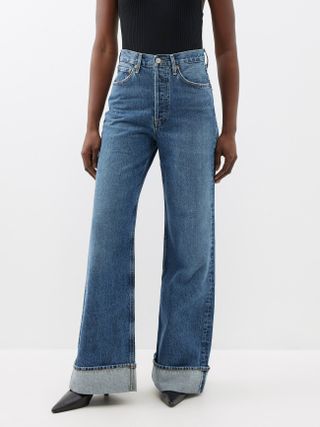 Agolde + Dame Cuffed Organic-Cotton Wide-Leg Jeans