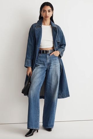 Madewell + Oversized Denim Trench Coat in Rensberry Wash