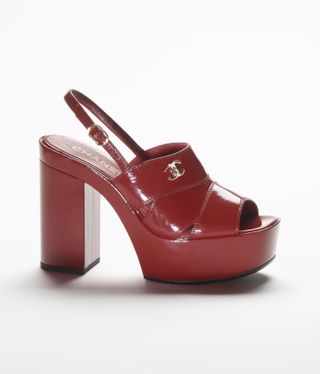 Chanel + Patent Crumpled Lambskin Sandals