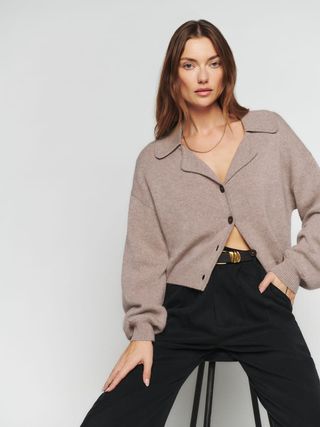 Reformation + Benny Cashmere Collared Cardigan