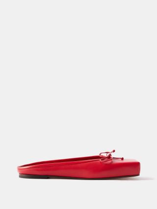 Jacquemus + Square-Toe Leather Backless Ballet Flats