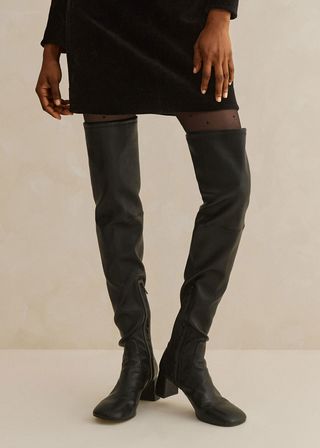 ME+EM + Thigh High Stretch Leather Boot