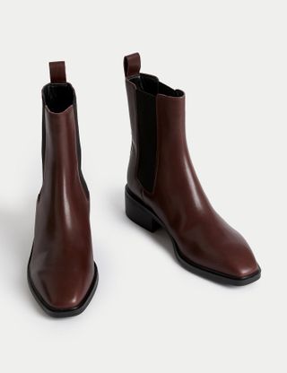 Marks & Spencer + Leather Chelsea Chisel Toe Boots
