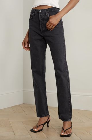 AGOLDE + 90s High-Rise Straight-Leg Organic Jeans in Black