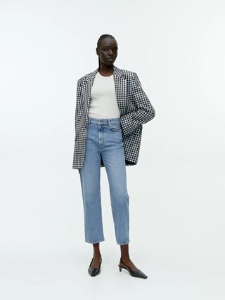 ARKET + ROSE Cropped Straight Stretch Jeans in Blue